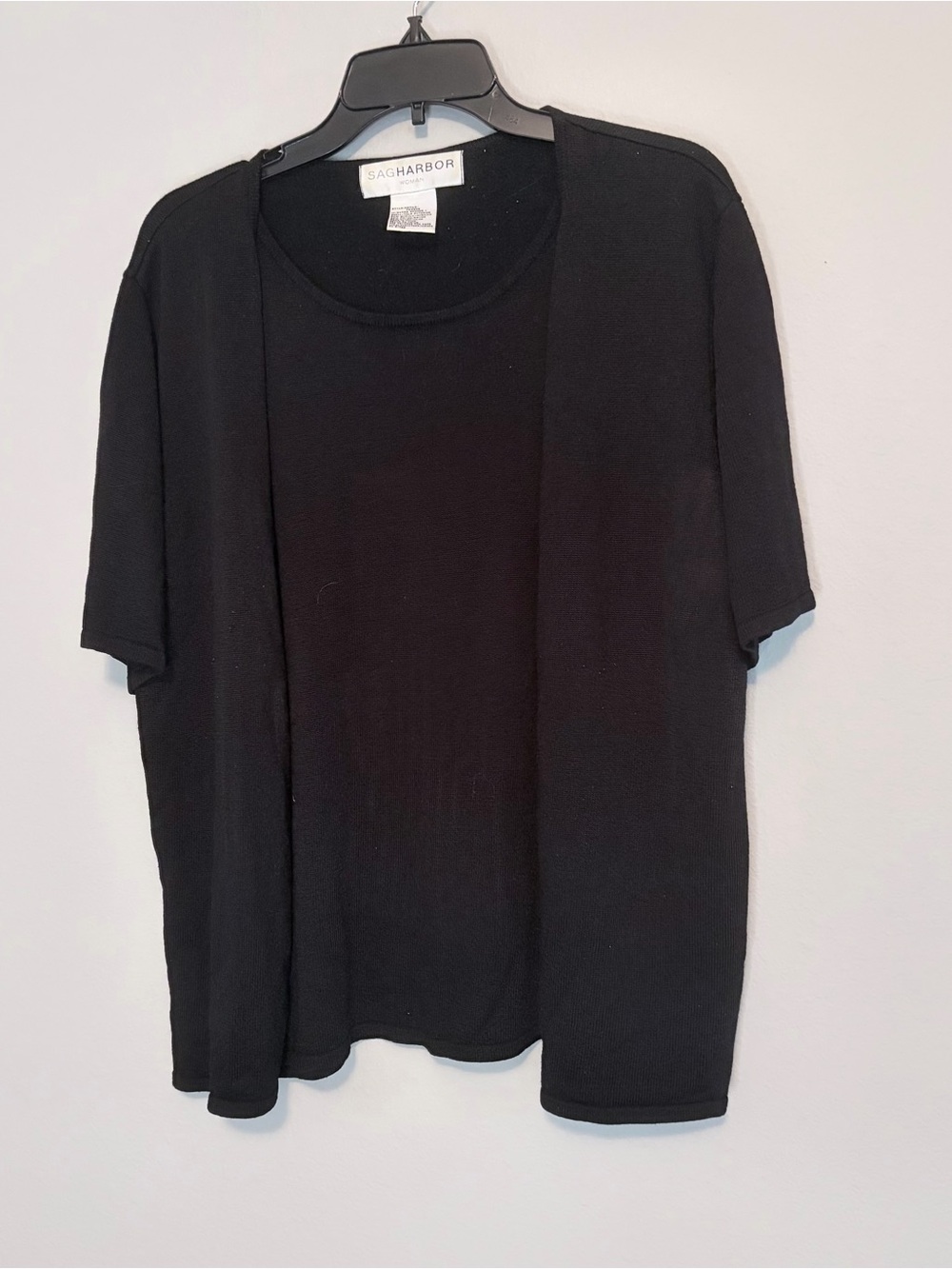 Sag Harbor Layered Look Open Front Cardigan Short Sleeve Sweater Size 1X